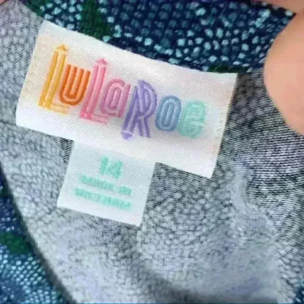 New Lularoe Girls Monroe Jacket sz 14 Blue Green Floral Flowers Zipper Pockets